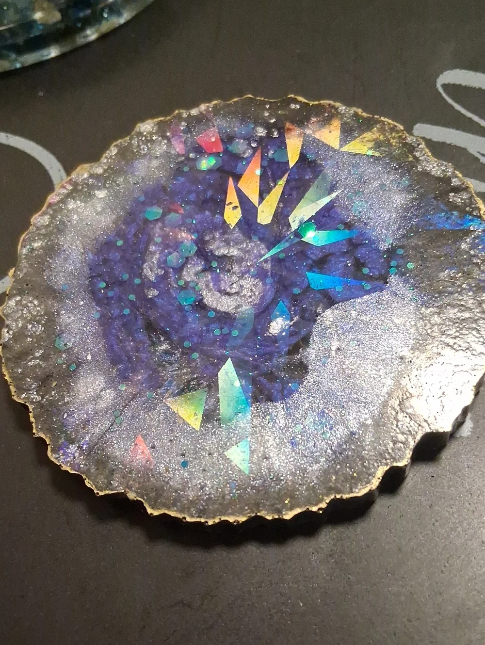 Handmade Galaxy Coaster Set - Purple & Navy Blue